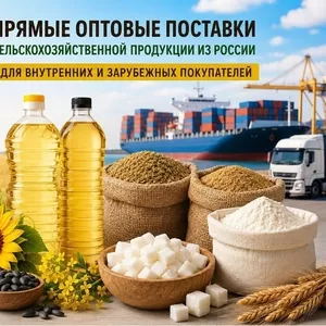 Сельхозпродукция оптом из России - масла,  шрот,  мука,  сахар в РК