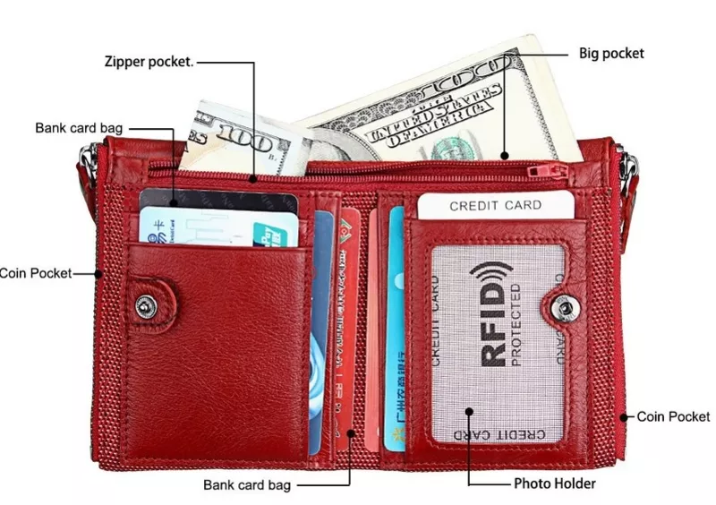 Кожаное портмоне от воровства с карточек/RFID protected/Новинка/ 2