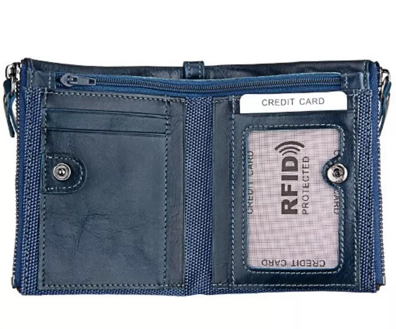 Кожаное портмоне от воровства с карточек/RFID protected/Новинка/ 3