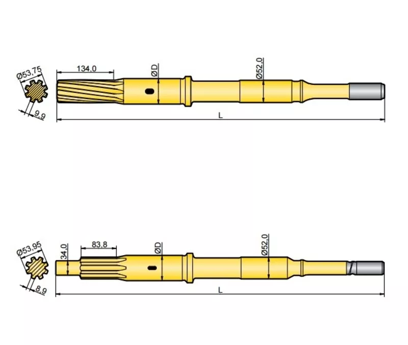 Хвостовик аналог Atlas Copco COP 1240EX,  COP 1338EX