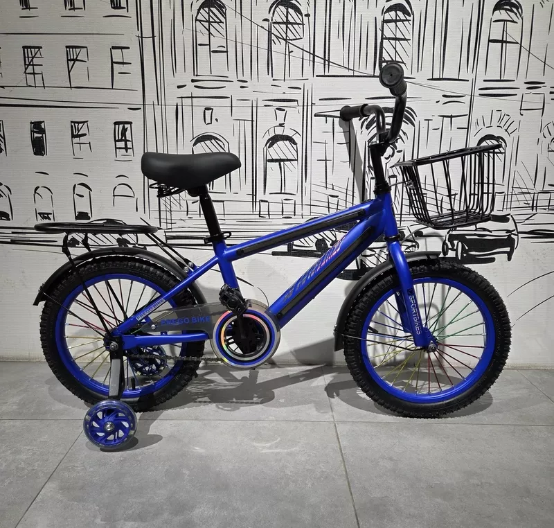 Детский Двухколесный велосипед со светом. Корзина,  багажник,  крылья 5