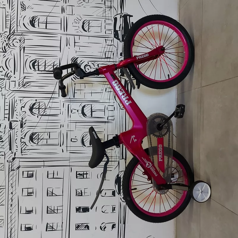 Двухколесный Розовый Детский велосипед. Размер 18